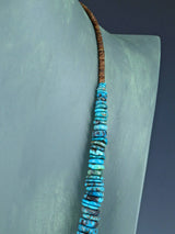 26" Navajo Single Strand Graduated Turquoise Disc Necklace
