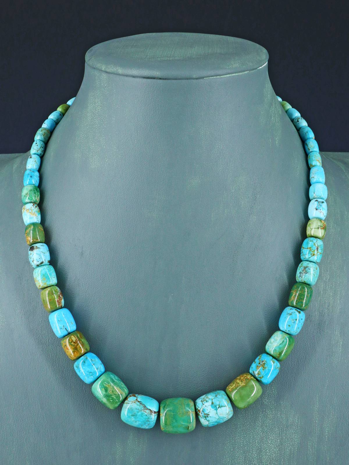 Navajo 18" Single Strand Barrel Bead Turquoise Necklace