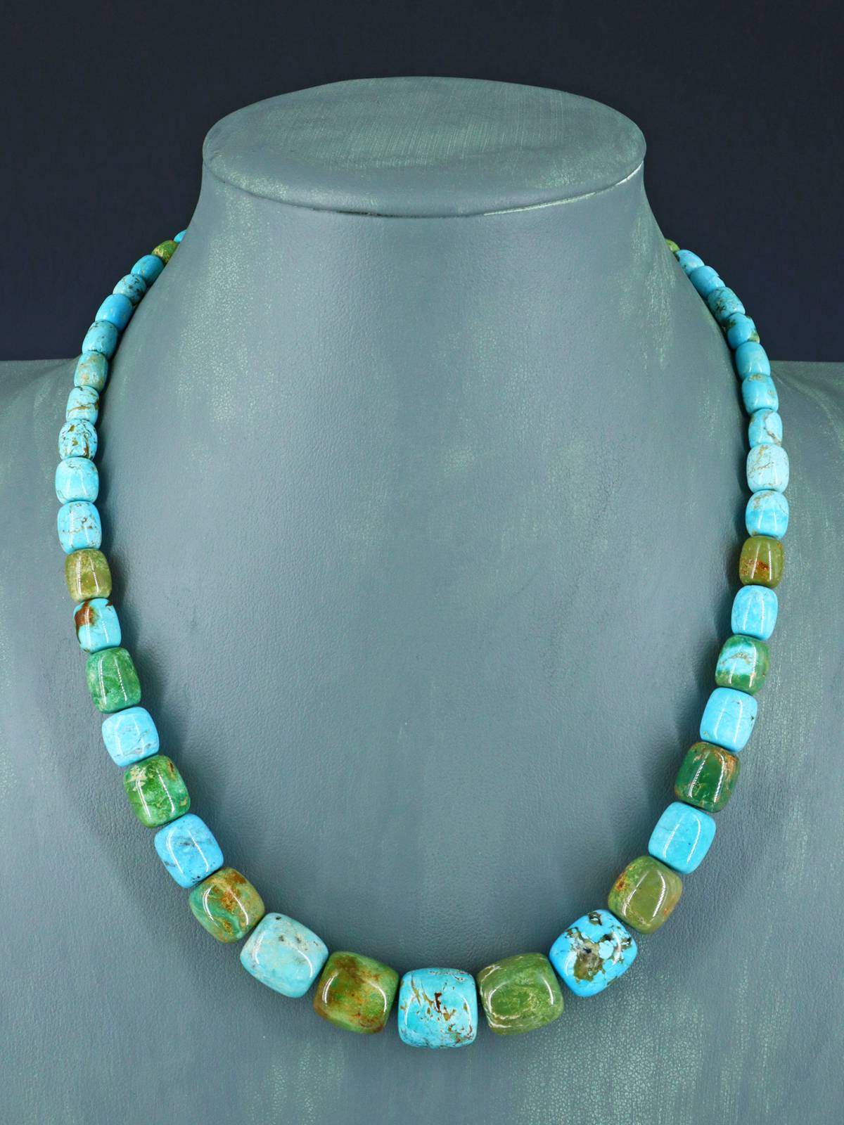 Navajo 18" Single Strand Barrel Bead Turquoise Necklace