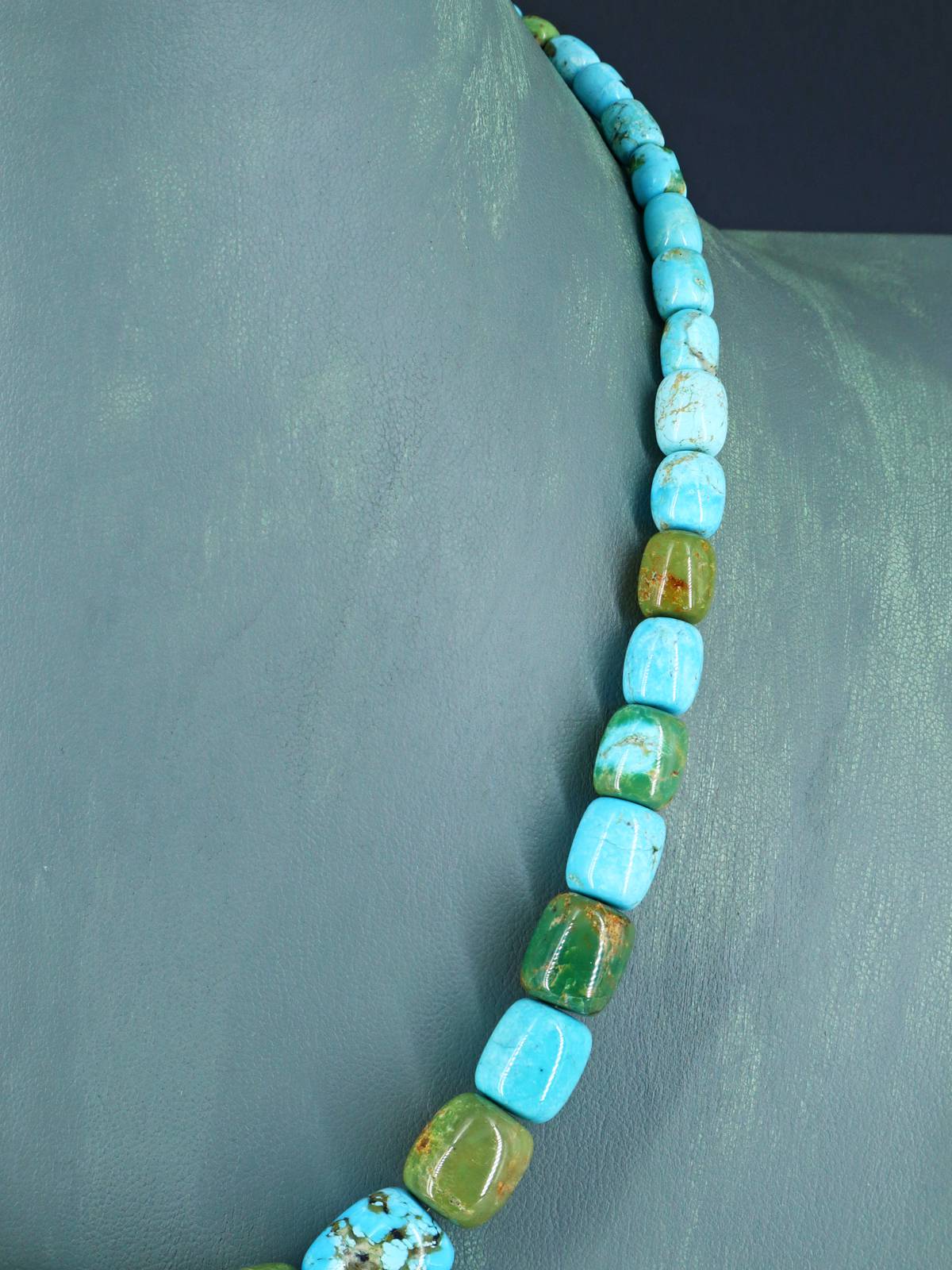 Navajo 18" Single Strand Barrel Bead Turquoise Necklace