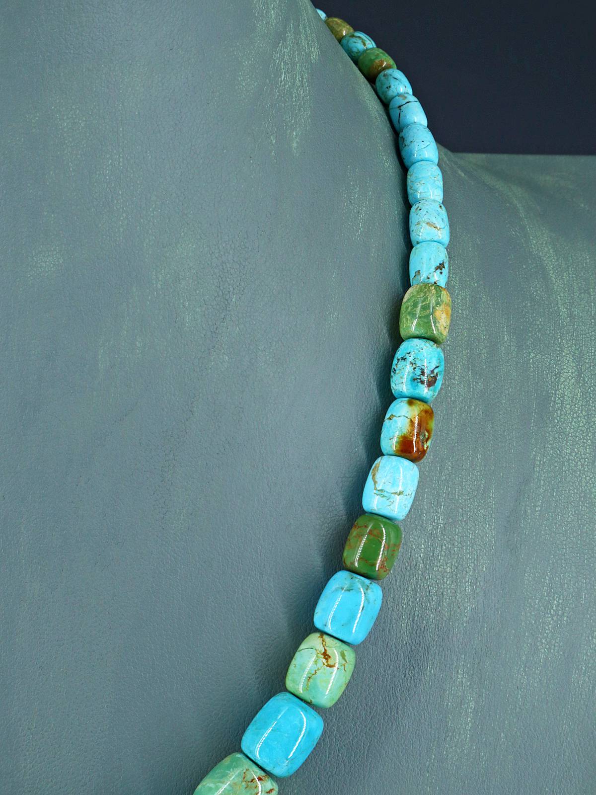 Navajo 18" Single Strand Barrel Bead Turquoise Necklace