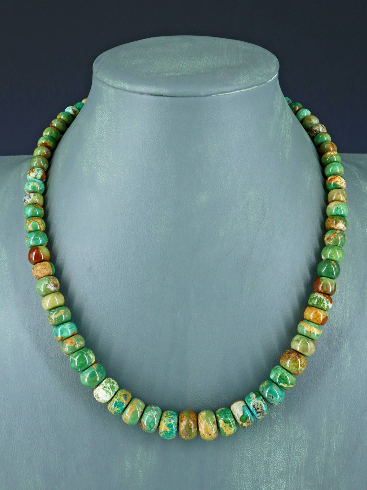 Navajo 19" Single Strand Graduated Sky Horse Turquoise Necklace