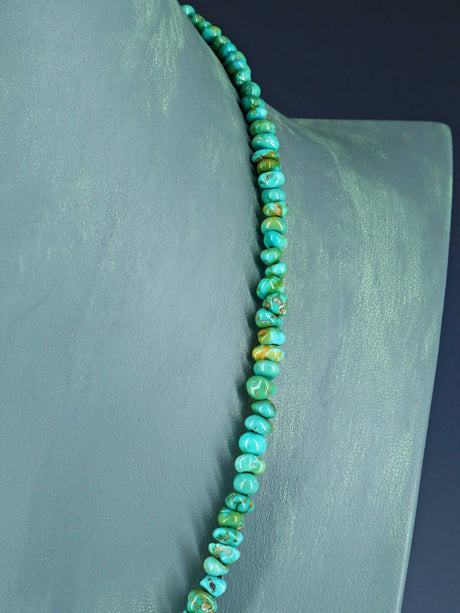 Navajo Single Strand Natural Lone Mountain Turquoise Necklace