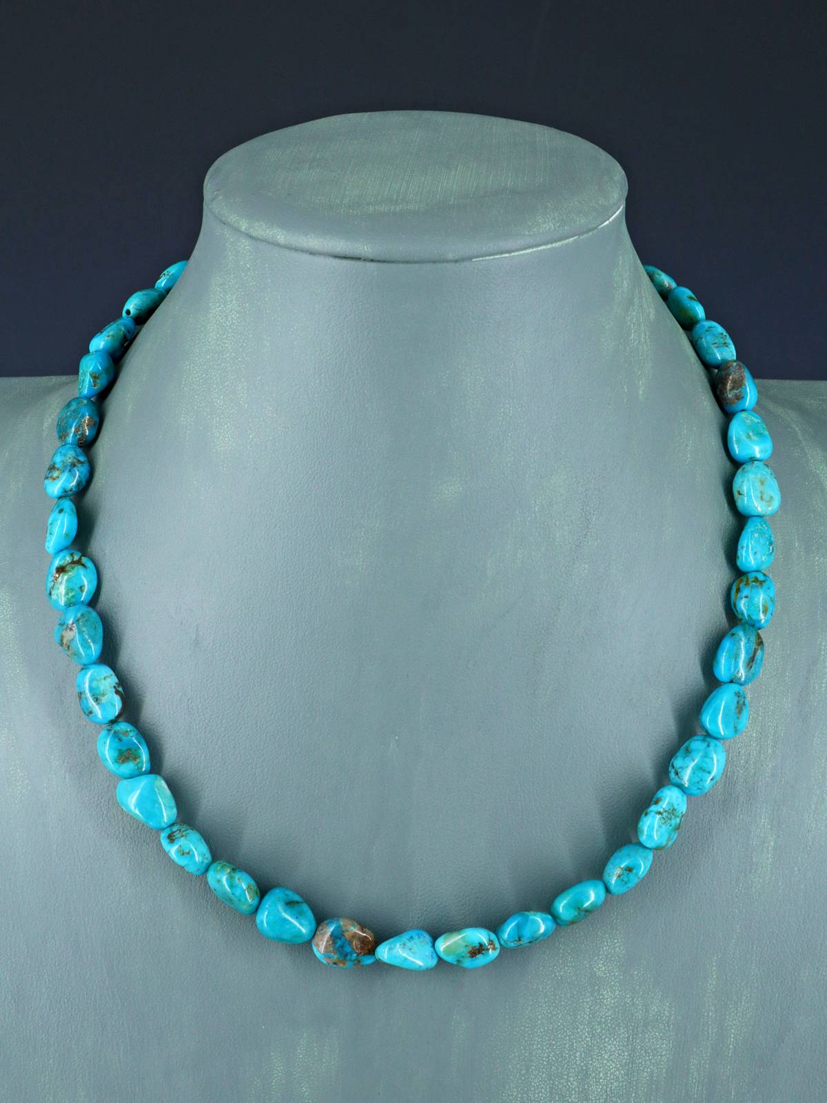 18" Navajo Single Strand Turquoise Nugget Necklace