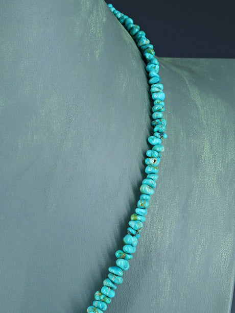 20" Navajo Single Strand Natural Lone Mountain Turquoise Necklace