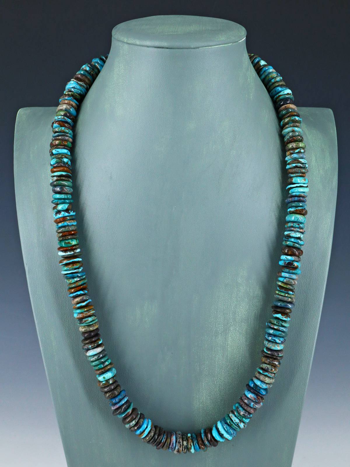 Navajo 26" Single Strand Turquoise Disc Necklace