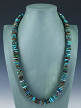 Navajo 26" Single Strand Turquoise Disc Necklace
