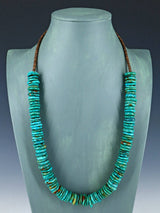 Navajo 26" Single Strand Turquoise Disc Necklace