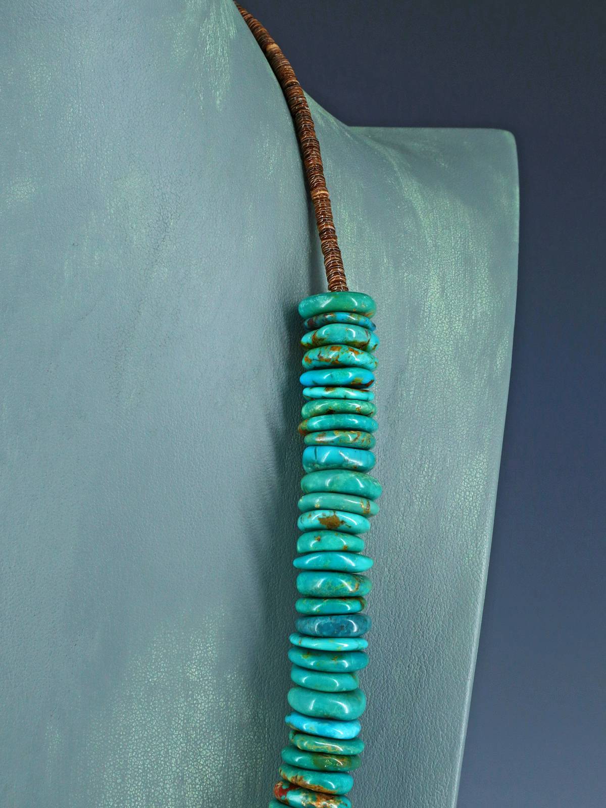 Navajo 26" Single Strand Turquoise Disc Necklace