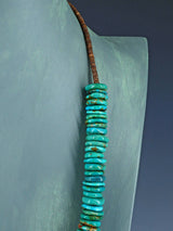 Navajo 26" Single Strand Turquoise Disc Necklace