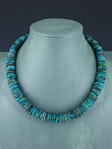 Navajo Single Strand Thick Turquoise Disc Choker Necklace