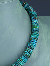 Navajo Single Strand Thick Turquoise Disc Choker Necklace