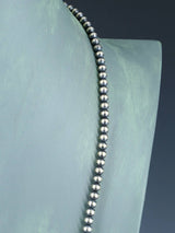 24" 5mm Native American Sterling Silver Beaded Necklace