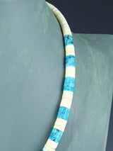 Native American Jewelry Single Strand Shell Heishi and Turquoise Necklace