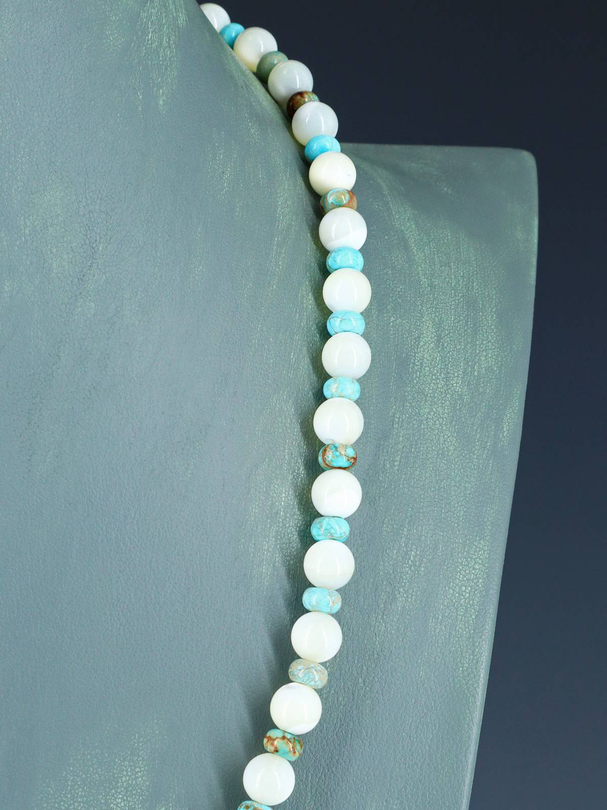 Native American Single Strand Mother of Pearl and Turquoise Necklace