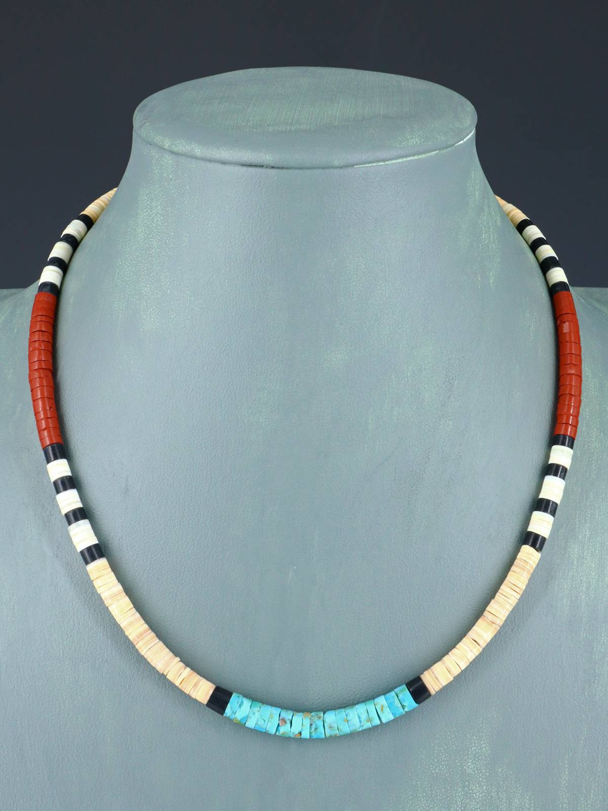 Collar de concha y turquesa de nativo americano de 18"
