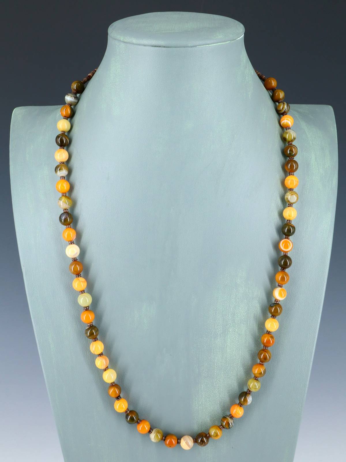 Native American Jewelry Agate Single Strand Necklace
