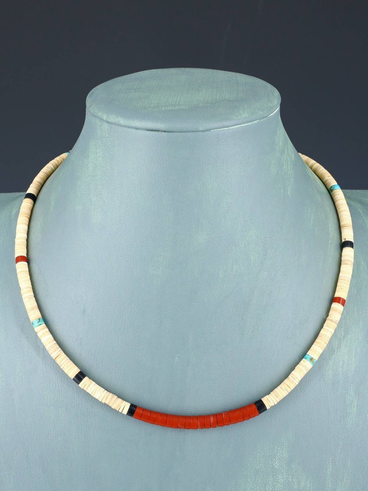 Collar de concha y turquesa de nativo americano de 18"