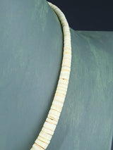 Native American Jewelry Single Strand Shell Heishi and Apple Coral Necklace