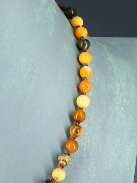 Native American Jewelry Agate Single Strand Necklace