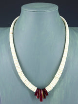 Native American Jewelry Single Strand Shell Heishi and Spiny Oyster Necklace