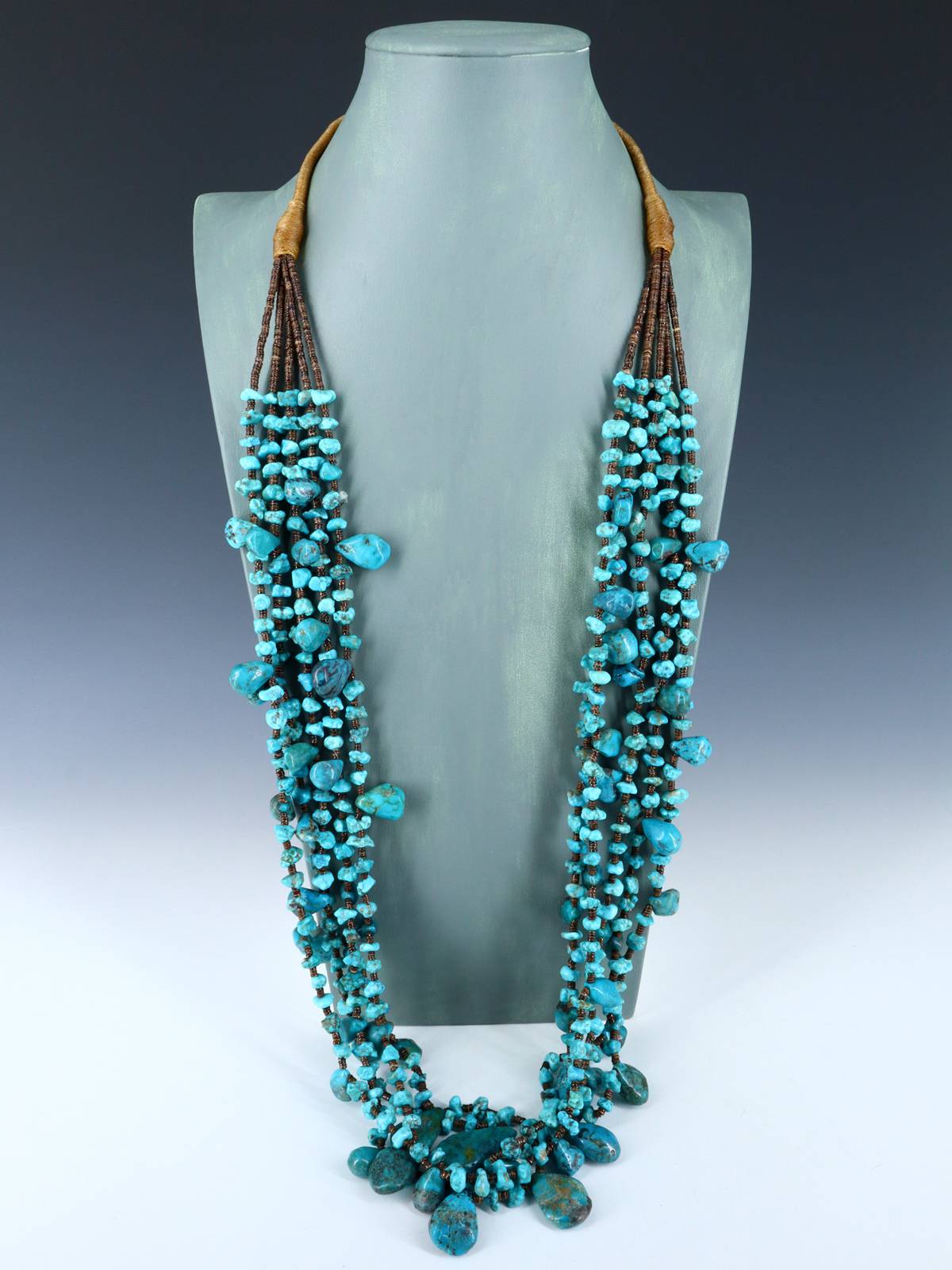 Native American Jewelry Santo Domingo Turquoise and Heishi Necklace