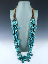 Native American Jewelry Santo Domingo Turquoise and Heishi Necklace