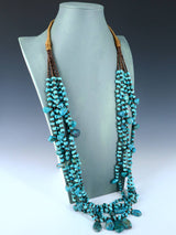 Native American Jewelry Santo Domingo Turquoise and Heishi Necklace