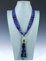 Santo Domingo Three Strand Lapis and Black Jet Jocla Necklace