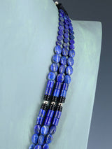Santo Domingo Three Strand Lapis and Black Jet Jocla Necklace