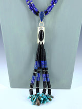 Santo Domingo Three Strand Lapis and Black Jet Jocla Necklace