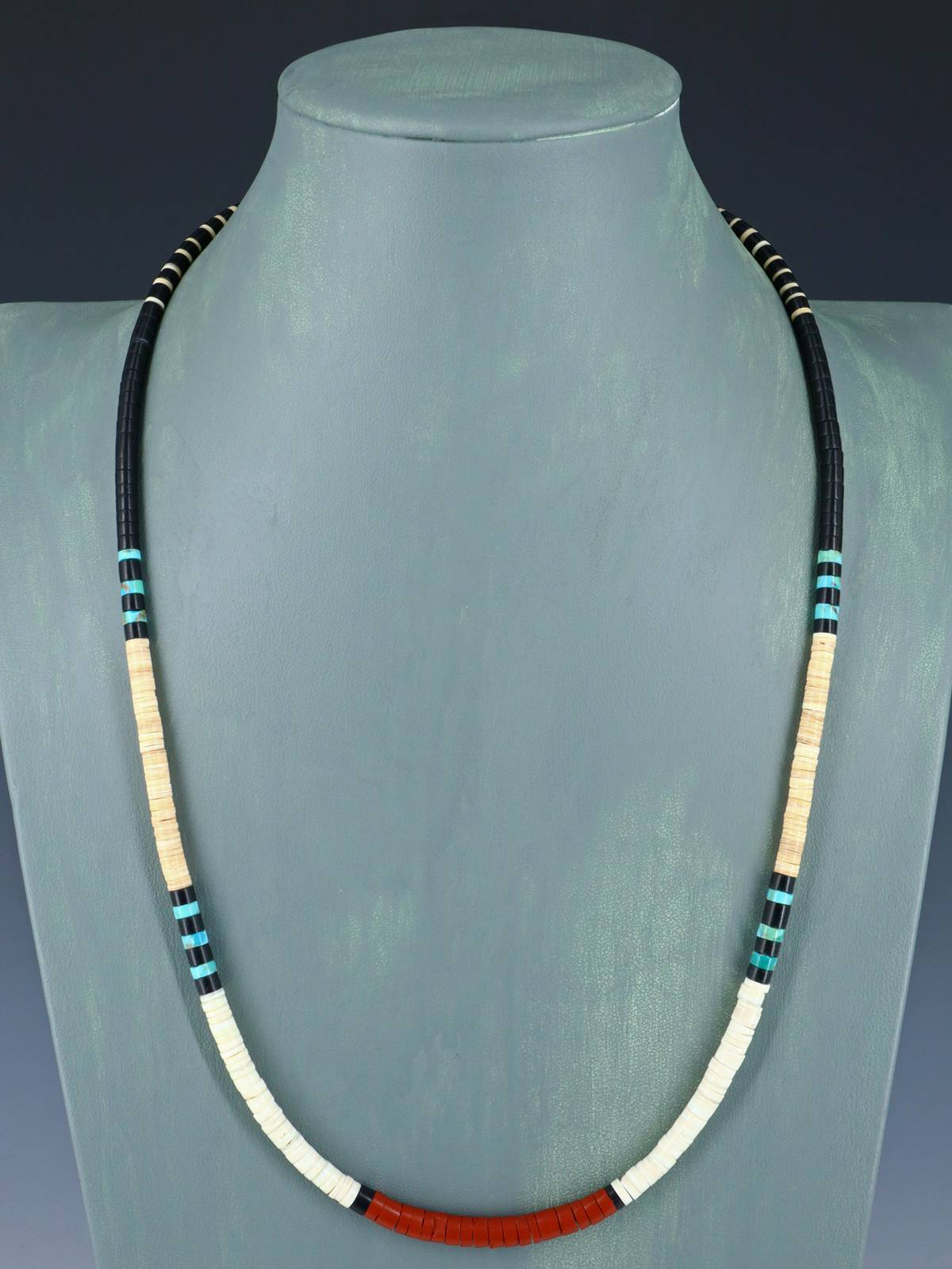 Collar de concha y turquesa de nativo americano de 18"