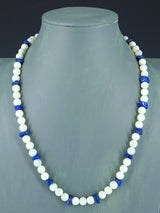 Native American Single Strand Mother of Pearl and Lapis Necklace