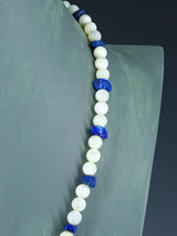 Native American Single Strand Mother of Pearl and Lapis Necklace