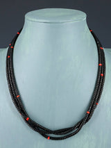 Three Strand Native American Santo Domingo Black Jet Necklace