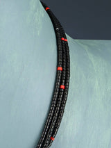 Three Strand Native American Santo Domingo Black Jet Necklace