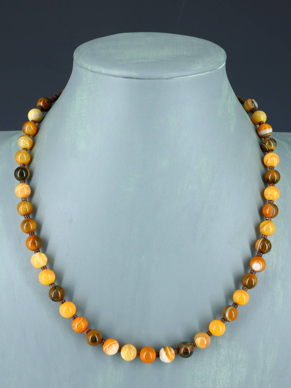 Native American Jewelry Agate Single Strand Necklace