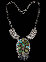Native American Jewelry Sterling Silver Sonoran Gold Turquoise Necklace