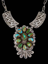 Native American Jewelry Sterling Silver Sonoran Gold Turquoise Necklace