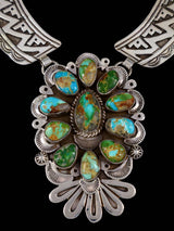 Native American Jewelry Sterling Silver Sonoran Gold Turquoise Necklace