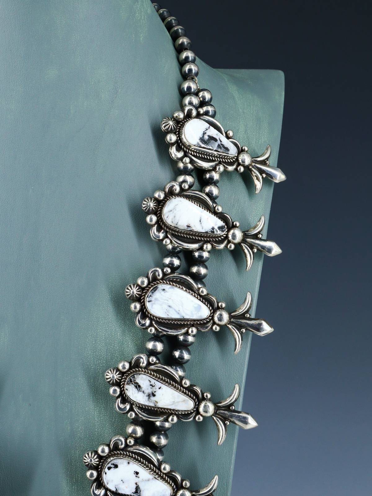 Native American Jewelry White Buffalo Lariat Necklace and Earring Set