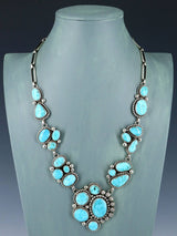 Native American Jewelry Sterling Silver Turquoise Lariat Necklace