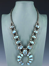 Navajo Jewelry Golden Hill Turquoise Squash Blossom Necklace Set