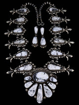 Native American Jewelry White Buffalo Lariat Necklace and Earring Set