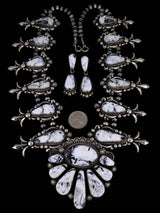 Native American Jewelry White Buffalo Lariat Necklace and Earring Set