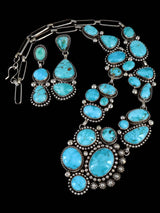 Native American Jewelry Sterling Silver Turquoise Lariat Necklace