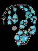 Native American Jewelry Sterling Silver Turquoise Lariat Necklace