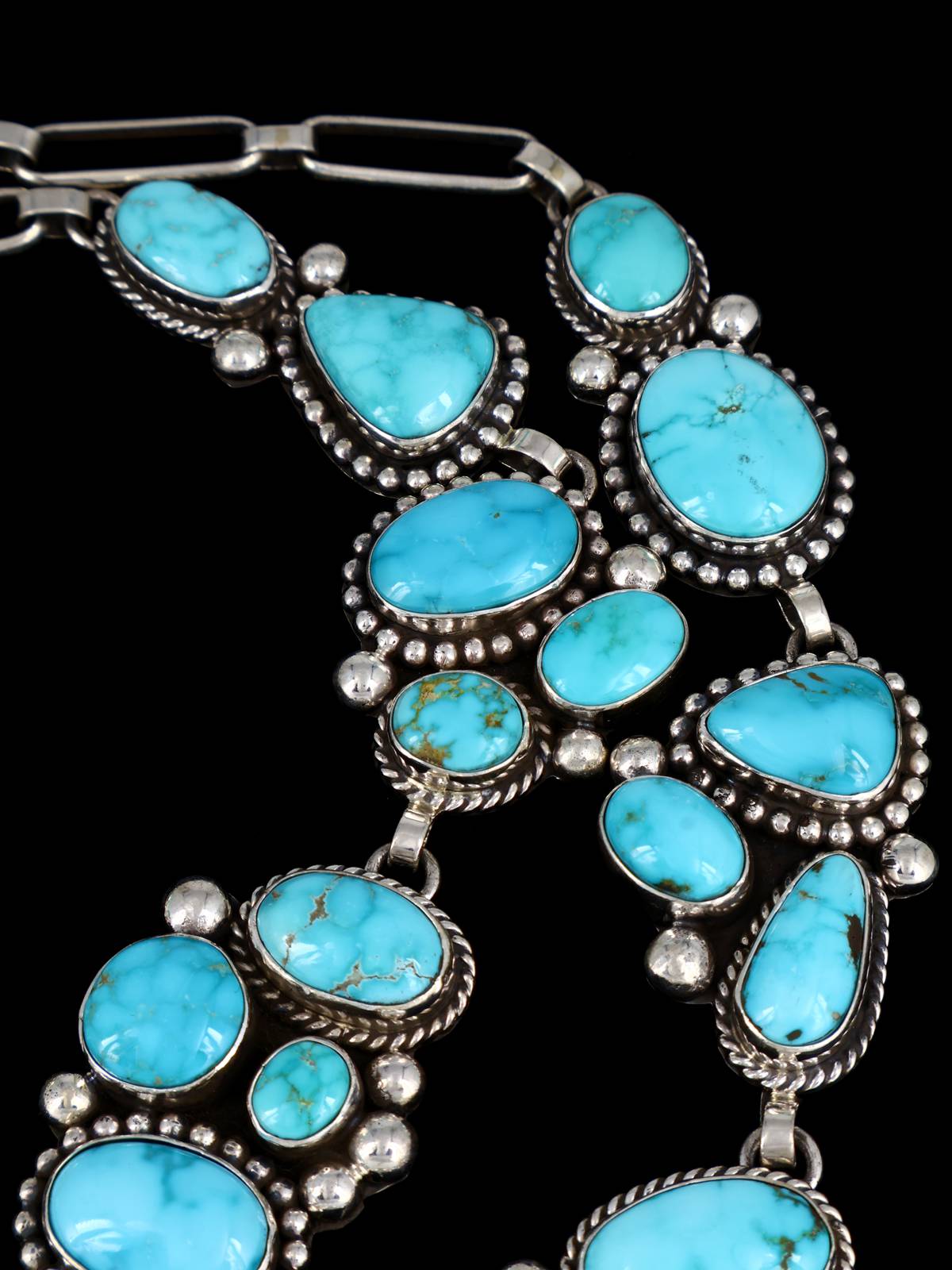 Native American Jewelry Sterling Silver Turquoise Lariat Necklace