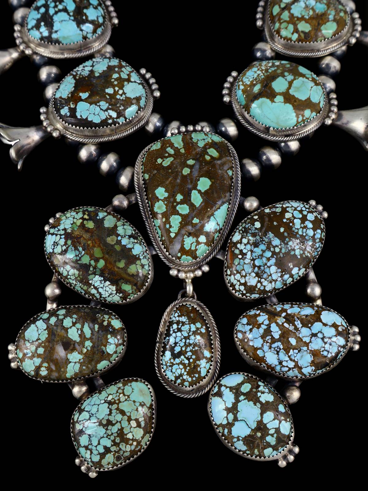 Campitos Juego de Collar con Flor de Calabaza en Plata de Ley Turquesa