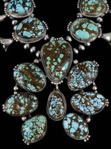 Campitos Juego de Collar con Flor de Calabaza en Plata de Ley Turquesa